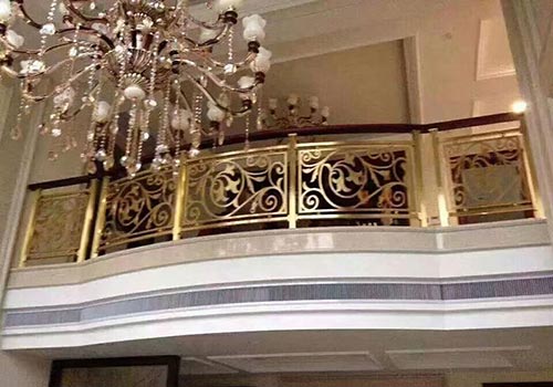 酒店办公室铜艺楼梯扶手设计装修效果图