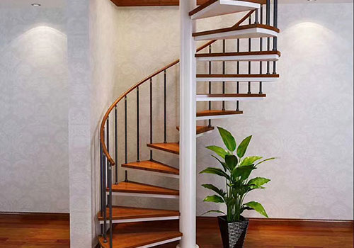 复式旋转钢木楼梯扶手定制设计装修效果图