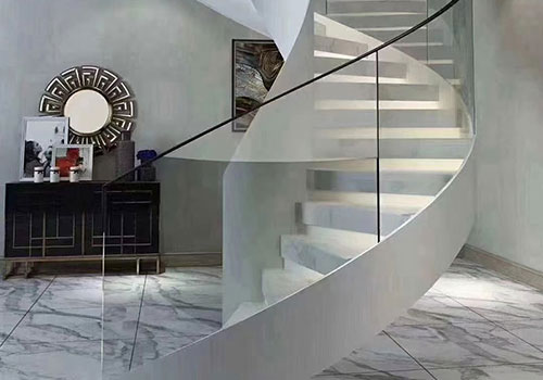 怀柔复式阁楼楼梯定制透明玻璃扶手设计装修效果图